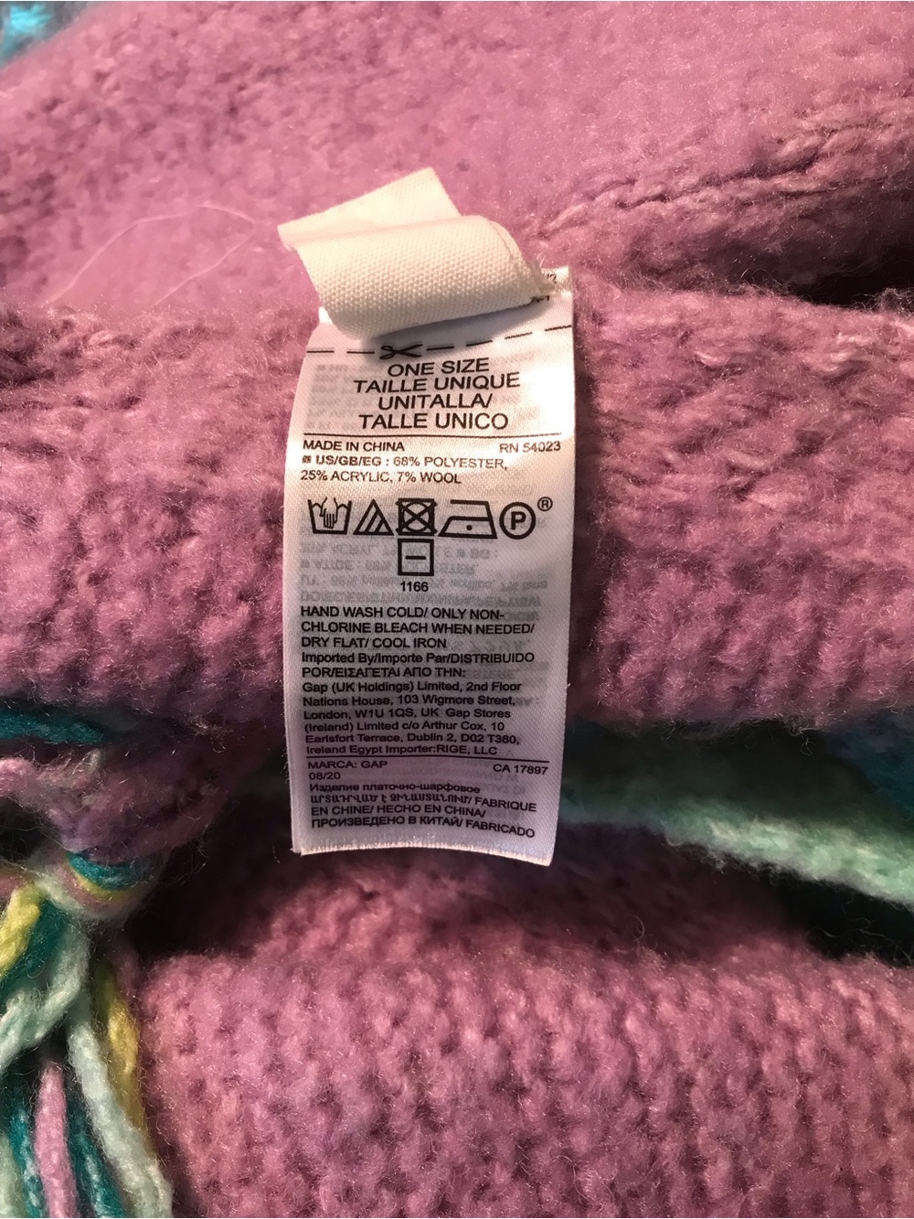 Gap Colorblock Wool Blend Knit Fringe Scarf - Pastel Multicolor - Picture 6 of 6